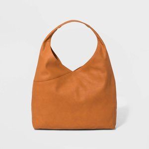 Magnetic Closure Half Moon Hobo Handbag